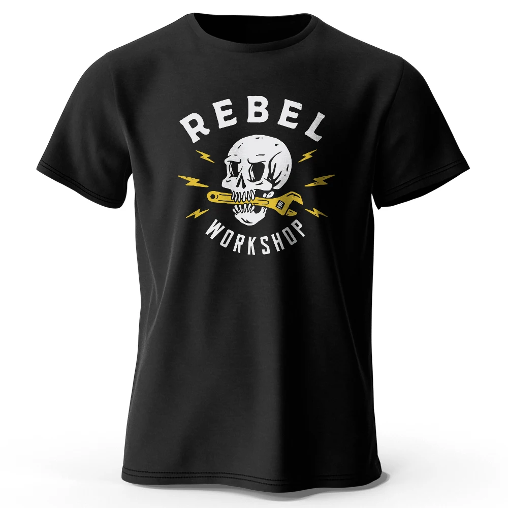 Rebel Workshop Print, Men's Novel Graphic Design T-shirt, Casual Comfy Summer Tees for Men's Daily ActivitiesTops Clothing 2025
