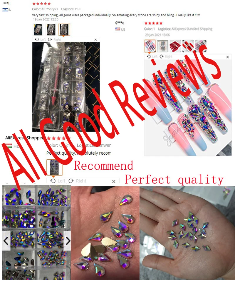 2800 teile/schachtel Luxus Strass Nail art Schmuck Set Glas Nagel Kristalle Box 3D Flache Glas Geformt Diamant Nägel Dekoration Edelstein – Detail 32