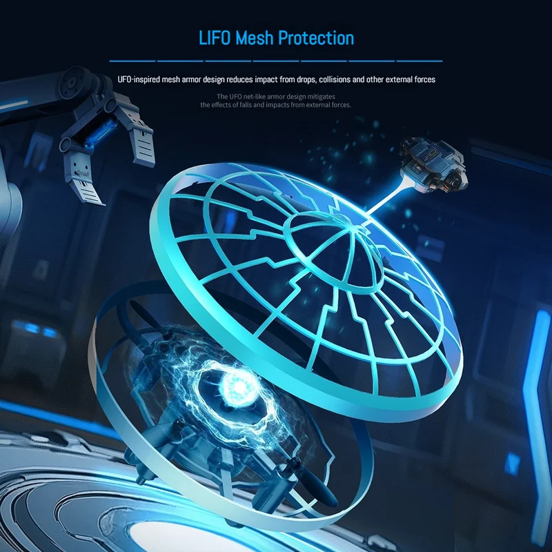 Inductie Vliegende Schotel Drone Obstakel vermijden Quadcopter Helikopter met LED-verlichting Handbediening Gebaarsensor RC-vliegtuigen