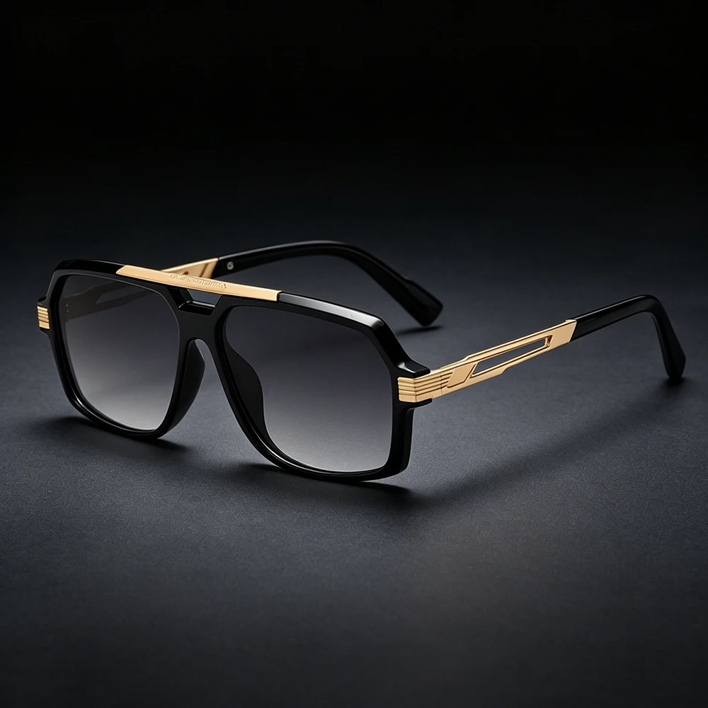 European and American Designers New Neutral Fashion Retro Style Double Beam Large Frame Square Men's and Women's Sunglasses