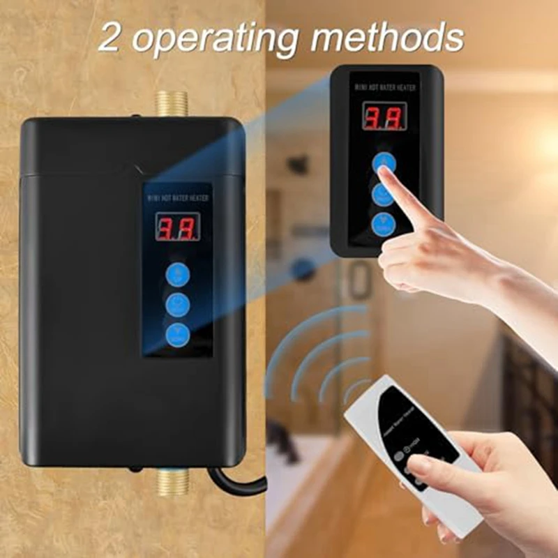 Pemanas air listrik tanpa tangki, pemanas air panas instan 3000W 110V dengan Remote Control tampilan Digital colokan US tahan lama