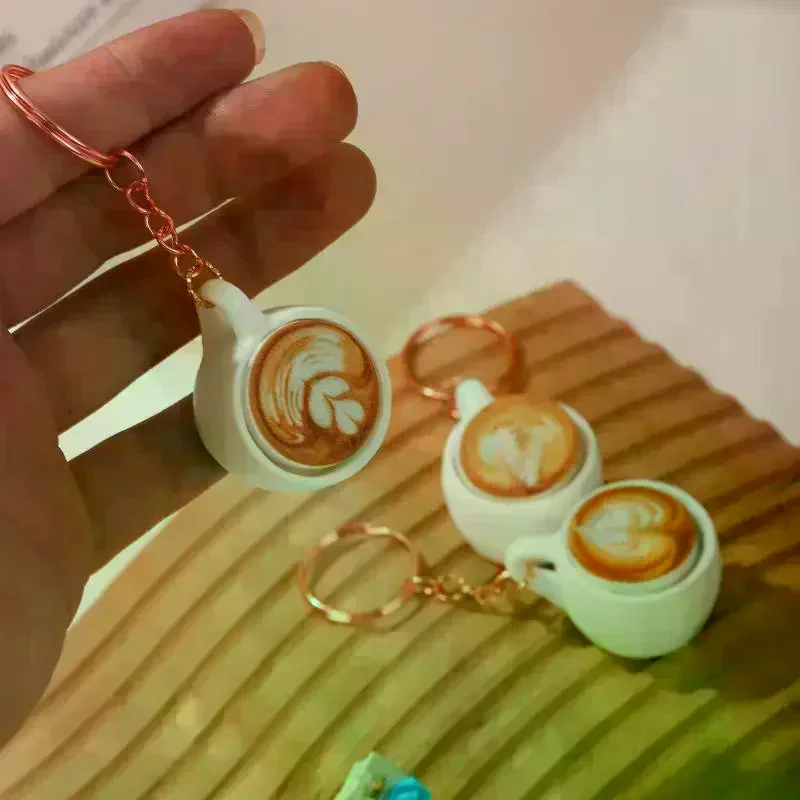 1Pcs Coffee Cup Funny Decompression Gifts Calming Keychain Keys Finger Button Anti-stress Toys For Children Adults