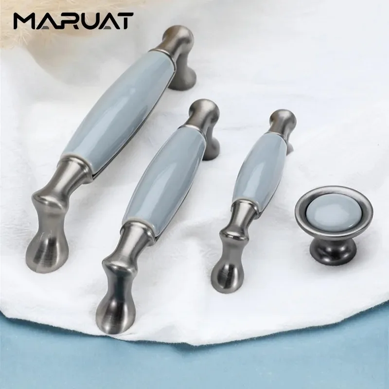 Luxury European Style Zinc Alloy Ceramic Drawer Handles Furniture Pulls Kitchen Cabinet  Accessories for Cupboard Closet Dresser