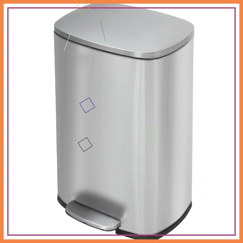 Lixeira de reciclagem de cozinha de aço inoxidável de 13 galões com tampa, pedal, balde interno removível para escritório doméstico