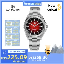 San martin 39mm nh35 deserto dune dial masculino relógios mecânicos automáticos vestido 3h data janela à prova dwaterproof água safira luminosa sn0129c