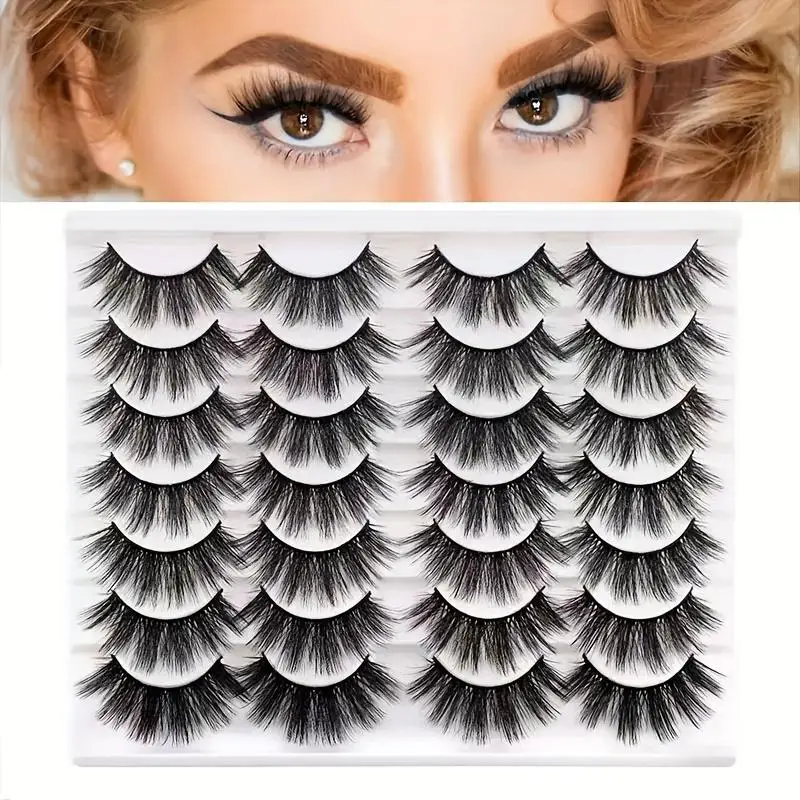 14 Paar flauschige 3D-Wimpern mit natürlichen und dicken Wimpern. Set mit falschen Wimpern