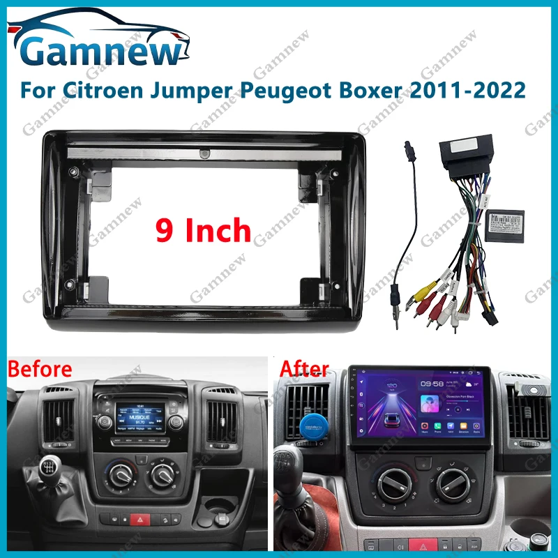 9 Polegada quadro do carro adaptador fascia caixa canbus android rádio traço montagem painel kit para citroen jumper peugeot boxer 2011-2022