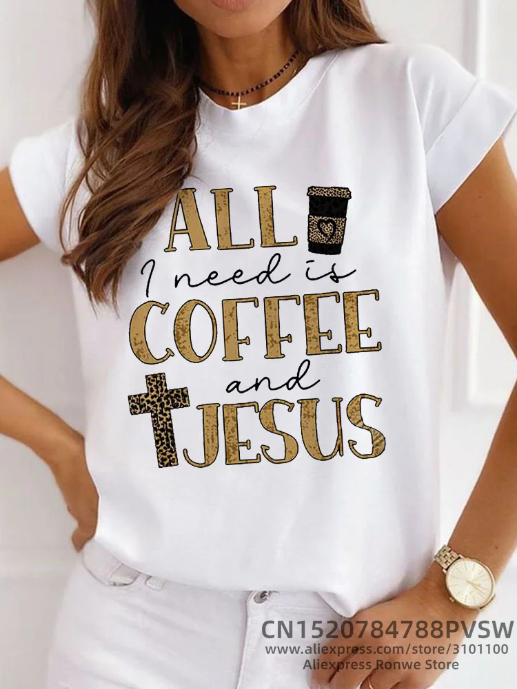 

Women All I Need is Coffee Printed Casual Basic O-Neck T shirt Young Girls Soft Hand Feel Y2K Harajuku T-shirts Female Tops Tees