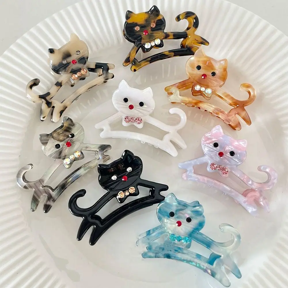 

Diamond Acetate Animal Cat Hair Claw Personalized Cartoon Y2k Shark Clip Headdress Hollow Rhinestone Hair Clip Daily