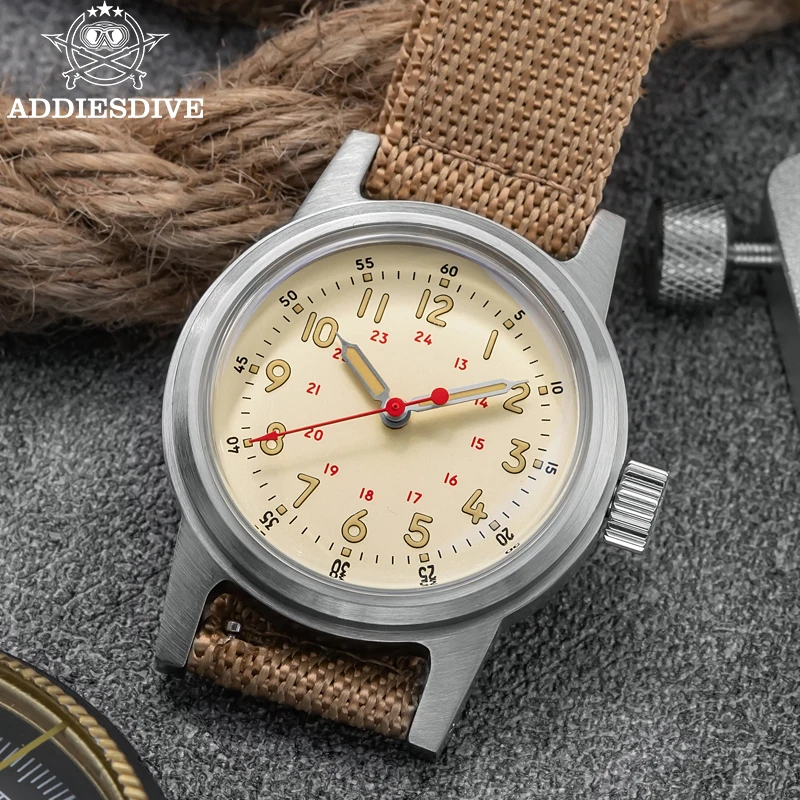ADDIESDIVE NH35A  Automatic Mechanical Watches 36MM Bubble Glass Luminous Dive Men's Watch Nylon Strap Calendar 200m Waterproof