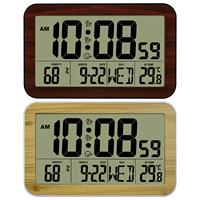 Digital Alarm Clock Battery Operated Snooze Function Large LCD Display Modern Desk Wall Clock for Bedroom Table Bedside Home