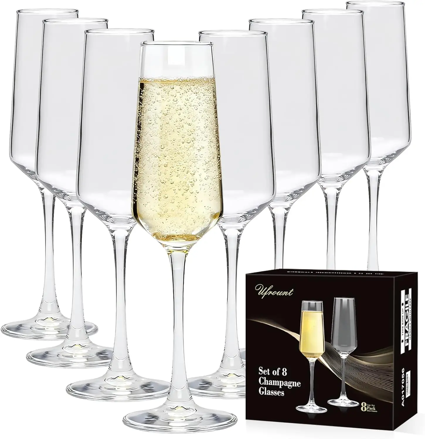 

Champagne Glasses Set of 8, 8oz Clear Flutes for Wedding, Party, Prosecco & Mimosas