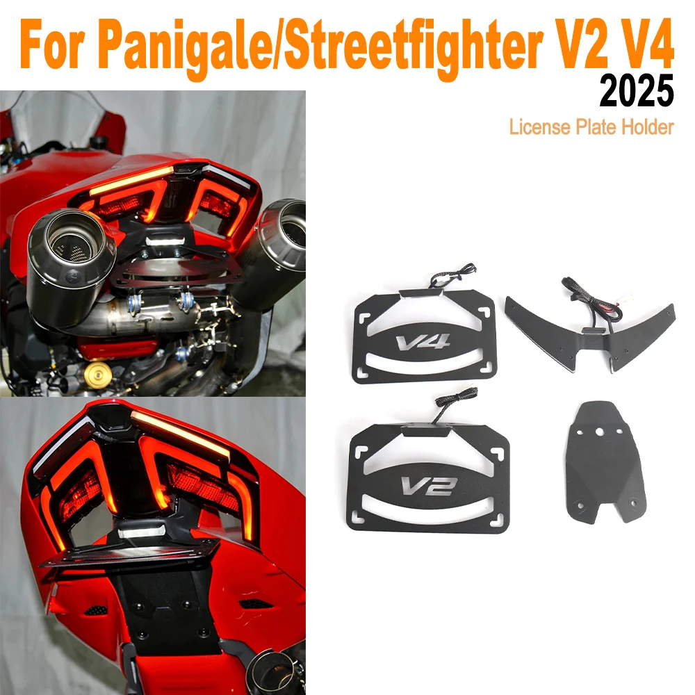 

For Ducati Panigale/Streetfighte V2 V4 V4S Motorcycle Accessories LED License Plate Holder Bracket Tailstock Frame Bracket 2025+