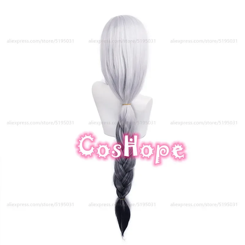 Shenhe Cosplay Wig With Big Braid Women 80cm Long White Gray Black Wig Cosplay Anime Cosplay Wigs Heat Resistant Synthetic Wigs