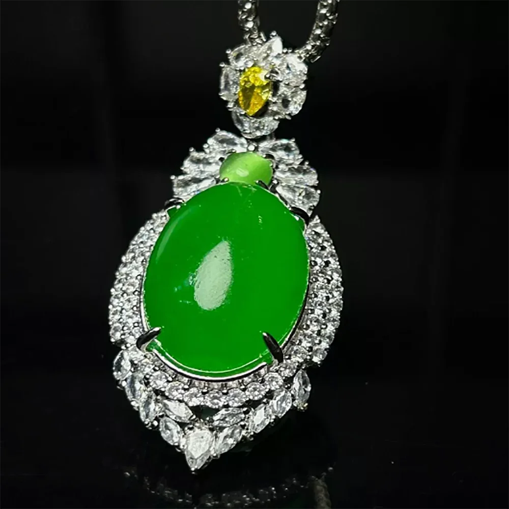 

Certified natural perfect high Ice Green Jade Jadeite amulet Pendant&Necklaces