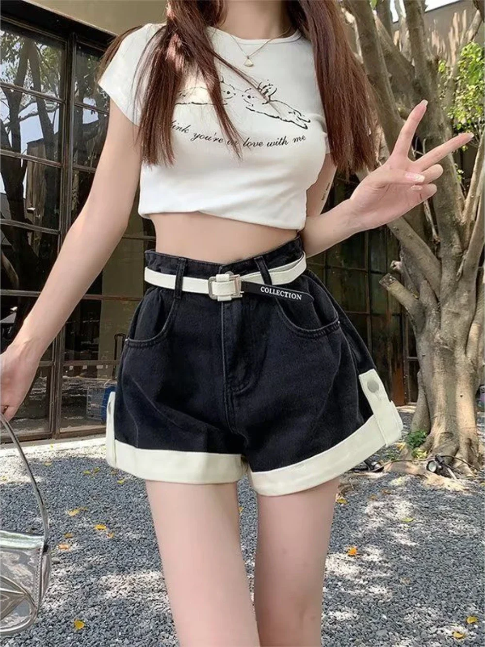 High Waist Denim Shorts for Women Loose 2000s Clothes Y2k Elegant Fashion Clothing 2025 Elasticty Comfy Short Jean Pants Woman