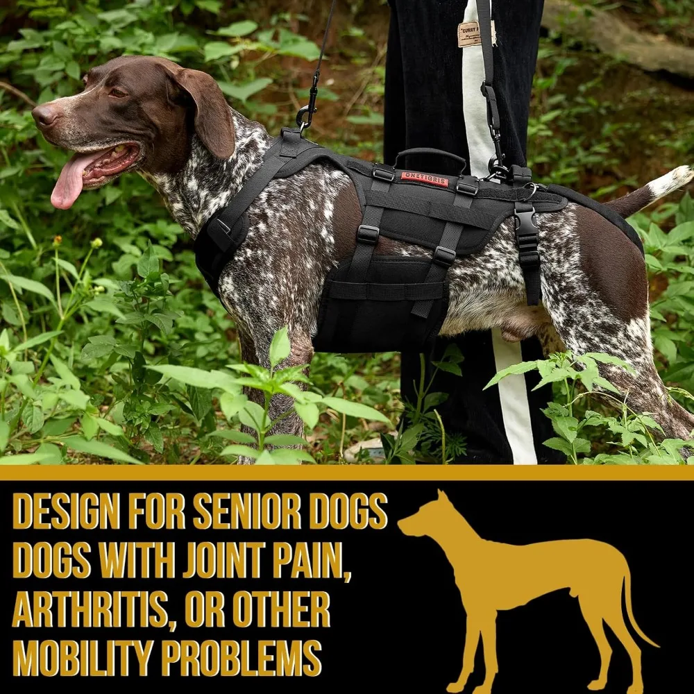 حزام OneTigris لكامل الجسم للكلاب للسلالات الكبيرة: دعم الورك ومساعدة التنقل مع مقابض الرفع