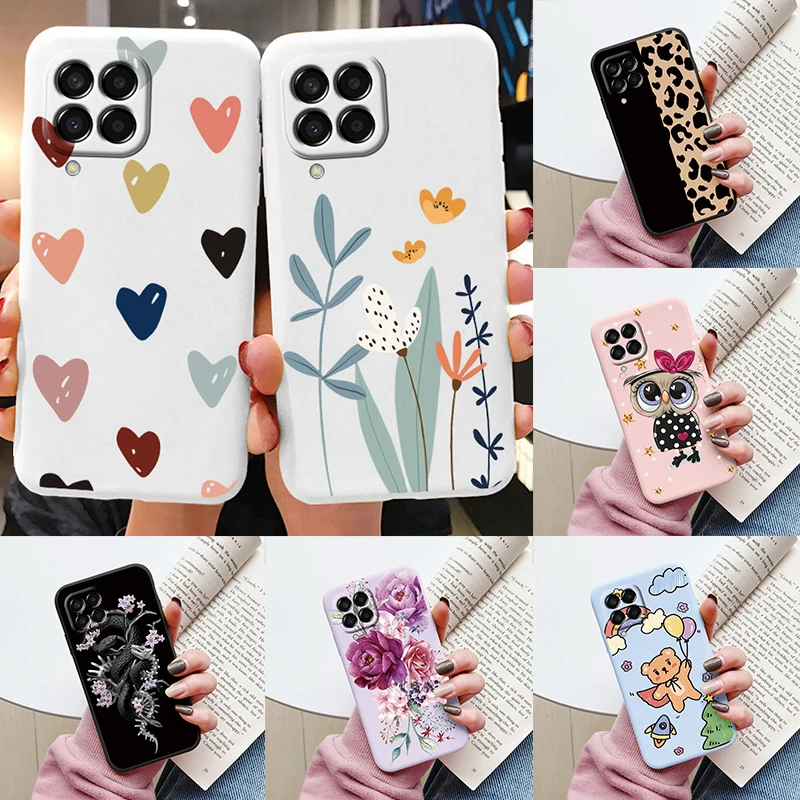 For Samsung Galaxy M33 M53 5G Case Cute Fashion Heart Flowers Soft Silicone Bumper Cover For Samsung M 33 GalaxyM53 Fundas Shell