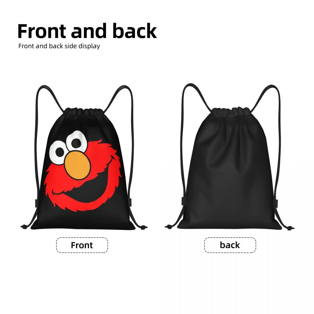 Custom Elmo Face Drawstring Backpack Sports Gym Bag for Women Men Sesame Street Shopping Sackpack