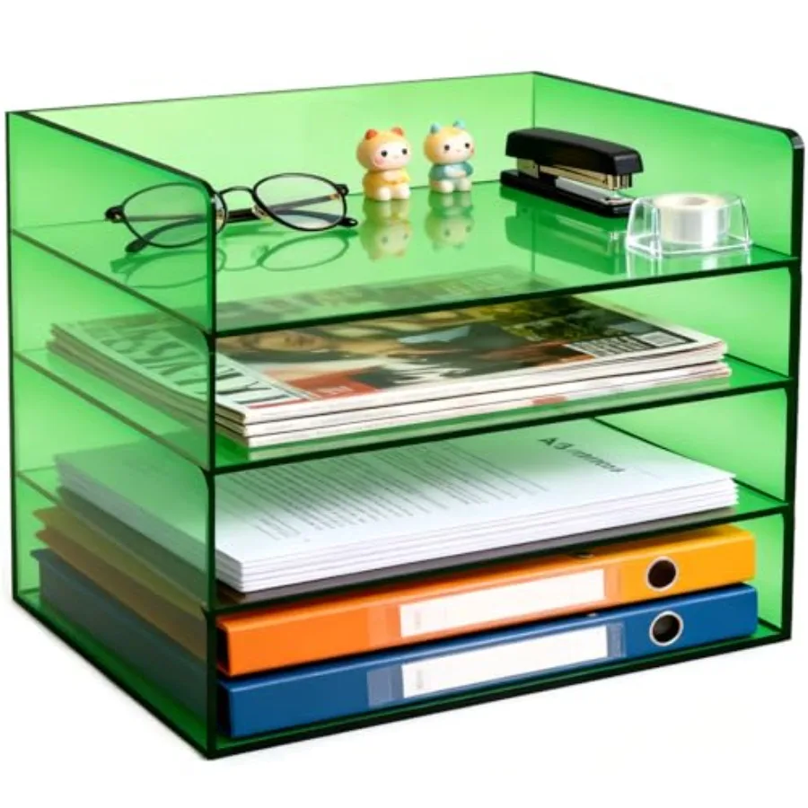 

Акриловый органайзер для документов на стол, 4-уровневый, штабелируемый лоток для бумаг, настольный сортировщик документов для офиса