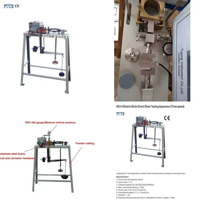 

EDJ-2 Electric Strain Direct Shear Testing Apparatus (Three Speed) Used to test Resisting Shear Strength of Soil Specimen