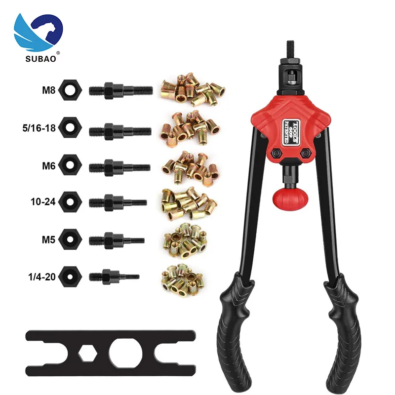 SUBAO Hand Rivet Nut Gun Insercing Mandrel Hand Rivet Gun Core Pull Nut Gun untuk Rivet M3 M4 M5 M6 M12