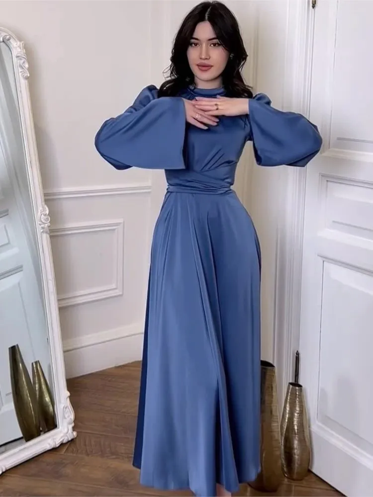 ชุดเดรสยาวทรงเข้ารูปเอวสูง แขนยาว สำหรับงานเลี้ยงกลางคืน หรืองานปาร์ตี้ ดีไซน์หรูหราทันสมัย