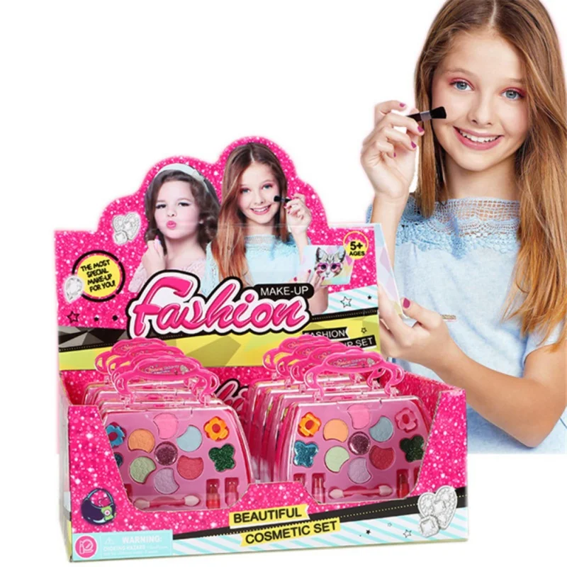 Kinder Make-Up Kit Baby Meisjes Make-Up Cosmetische Speeldoos Prinses Cosmetische Handtas Meisje Speelgoed Set Lippenstift Oogschaduw Speelgoed