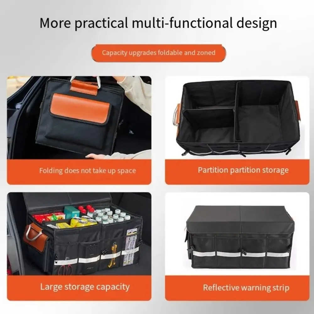 

Universal Oxford Cloth Car Trunk Organizer Foldable Large Capacity Car Storage Box with Partition Portable Storage Organizer