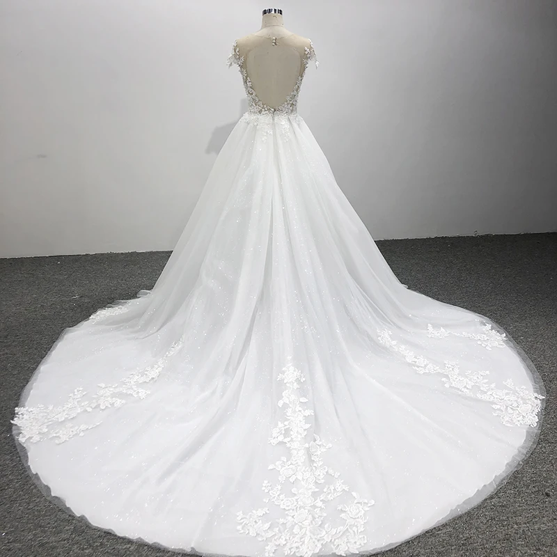 Lace Boho Wedding Dresses For Women 2022 Bride Flower Beading Cap Sleeve Blackless Bride Dress 2022 LSQX031 Robe De Mariée