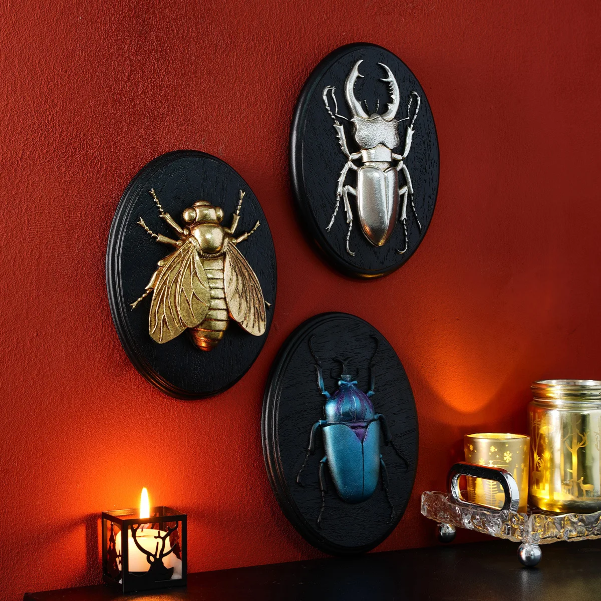 Simulation Insect Relief Figurine Resin Pendant Oval Frame Insect Three-dimensional Wall Decoration Home Decoration Accessories