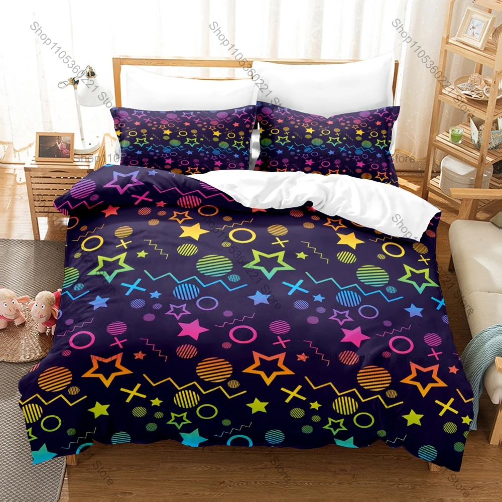 Kawaii Cartoon Star Three Piece Bedding Set Luxury Comforter Set with Queen King Size Cool Two household goods Anime Cama Infant