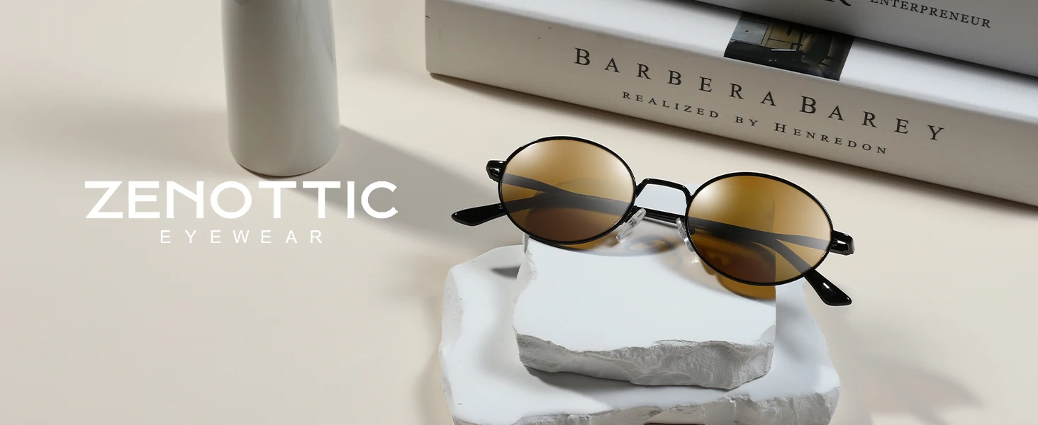 ZENOTTIC Retro ovale polarisierte Sonnenbrille für Damen und Herren, trendige runde Y2k-Sonnenbrille, kleine Vintage-Sonnenbrille im 90er-Jahre-Stil – Detail 12