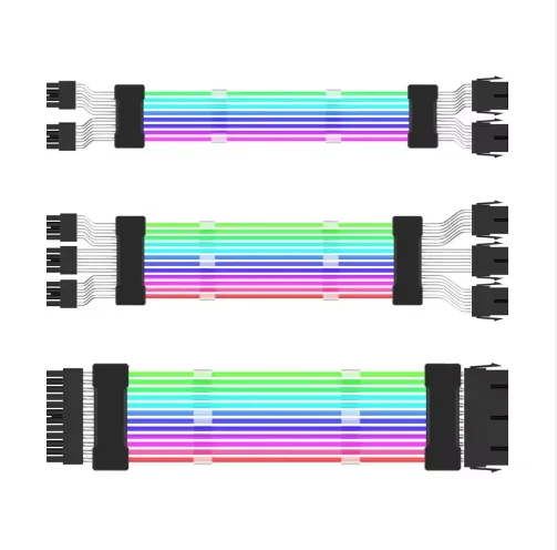 24-pin LED Extension Cable ARGB Motherboard Graphics Card 2*8-pin Synchronizer 3*8-pin Plastic Heatsink 500mm + 50mm