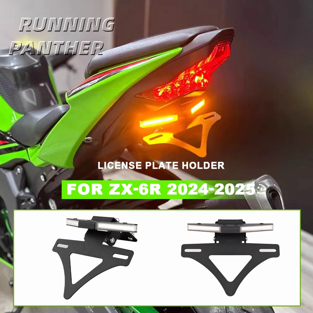 

For Kawasaki Ninjia ZX-6R ZX 6R ZX6R 2024- Motorcycle License Plate Holder Turn Signal Light Bracket
