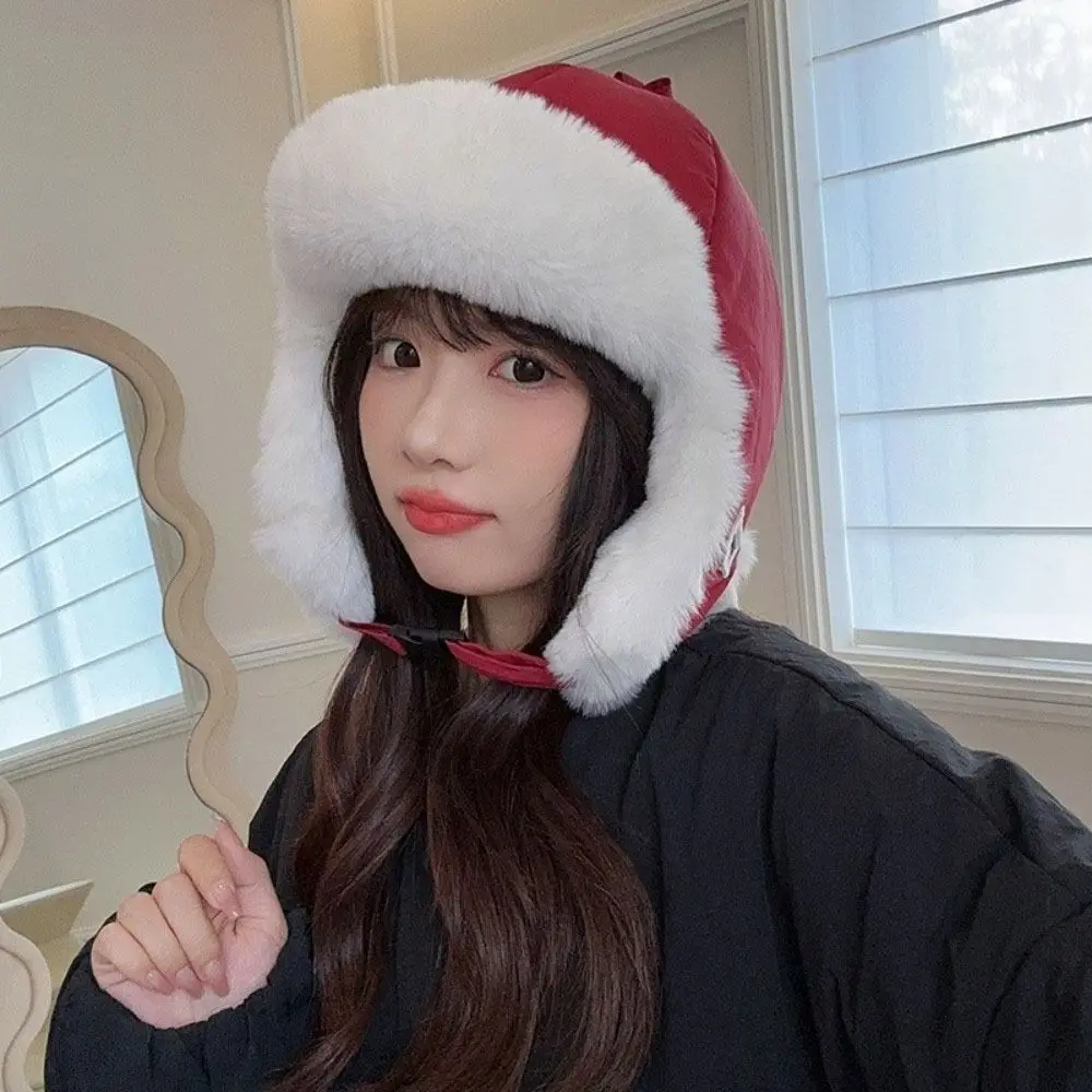 カジュアル厚手耳保護帽子つばなし防風サイクリング雷峰帽子保温韓国風冬パイロット帽子レディース