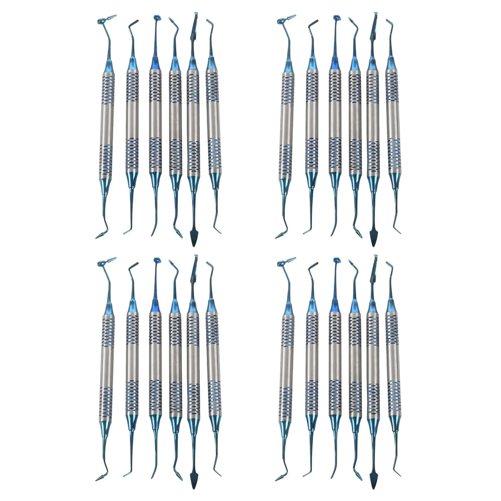 

-A01R 24Pcs Composite Resin Filling Spatula Titanium Plated Head Resin Filler Set Thick Handle Set Instrument
