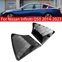 For Nissan Infiniti Q50 2014-2023 Car Rear Louver Window Side Shutter Cover Trim Sticker Vent Scoop ABS Carbon Fiber Style Black