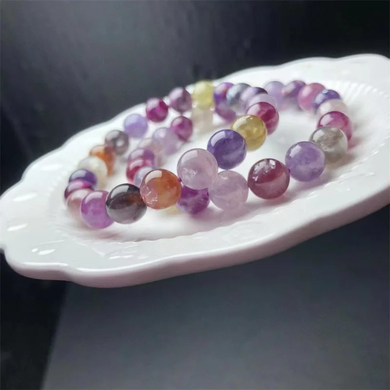 

9MM Natural Colored Purple Mica Bracelet Crystal Reiki Healing Gemstone Fashion Jewelry For Birthday Gift 1pcs