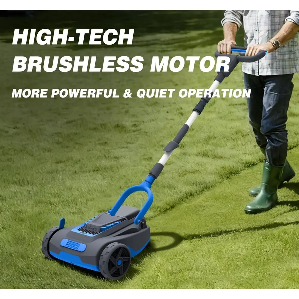 9 Inch CordlLawn Mower 6000RPM rushlMotor 3 Adjustale Cutting Heights (1.5-2.3) Electric Grass Trimmer 20V 4.0Ah attery & Mini L
