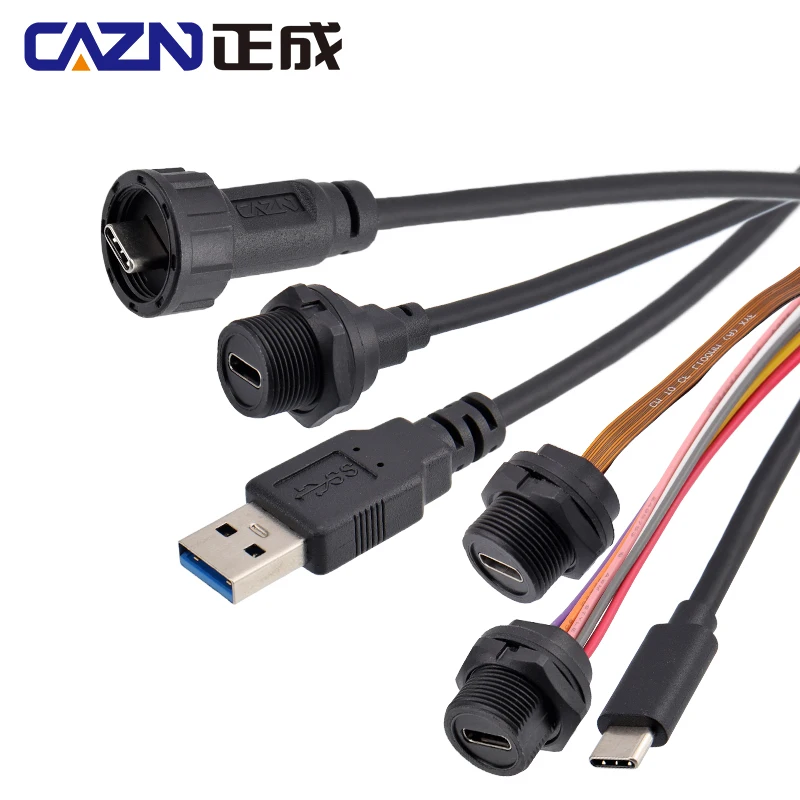 

Waterproof Receptacle Type-C Bayonet Female To USB A Male Back Mounted Socket With Cable 0.3M 0.5M 1M 2M