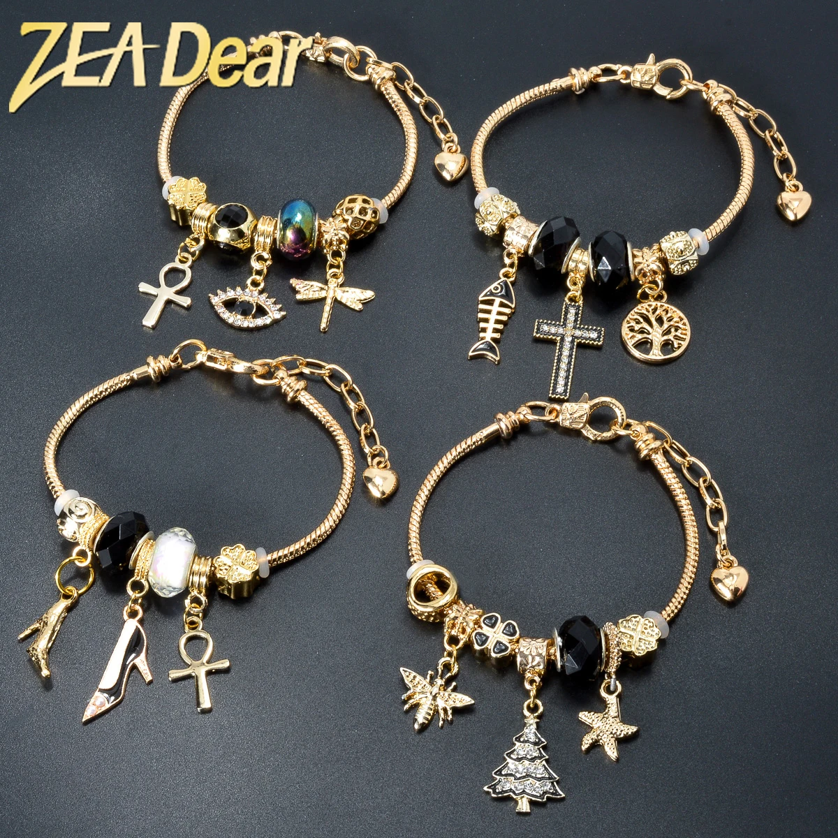 

ZEADear DIY Jewelry Stainless Steel Pandora Bracelet With Christmas Tree Star Charms For Women Teens Frienship Gifts