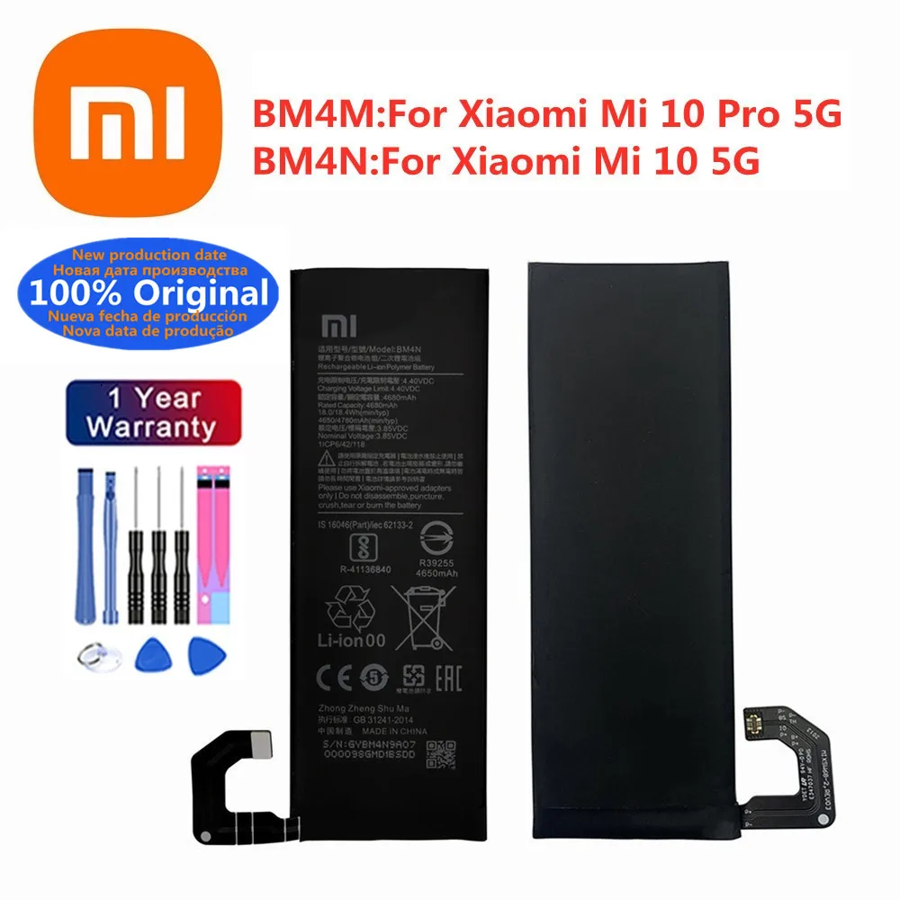 New BM4M BM4N 100% Original Battery For Xiaomi Mi 10 Mi10 / Mi 10 Pro 10Pro 5G Version Mobile Phone Battery +Tools Fast Shipping