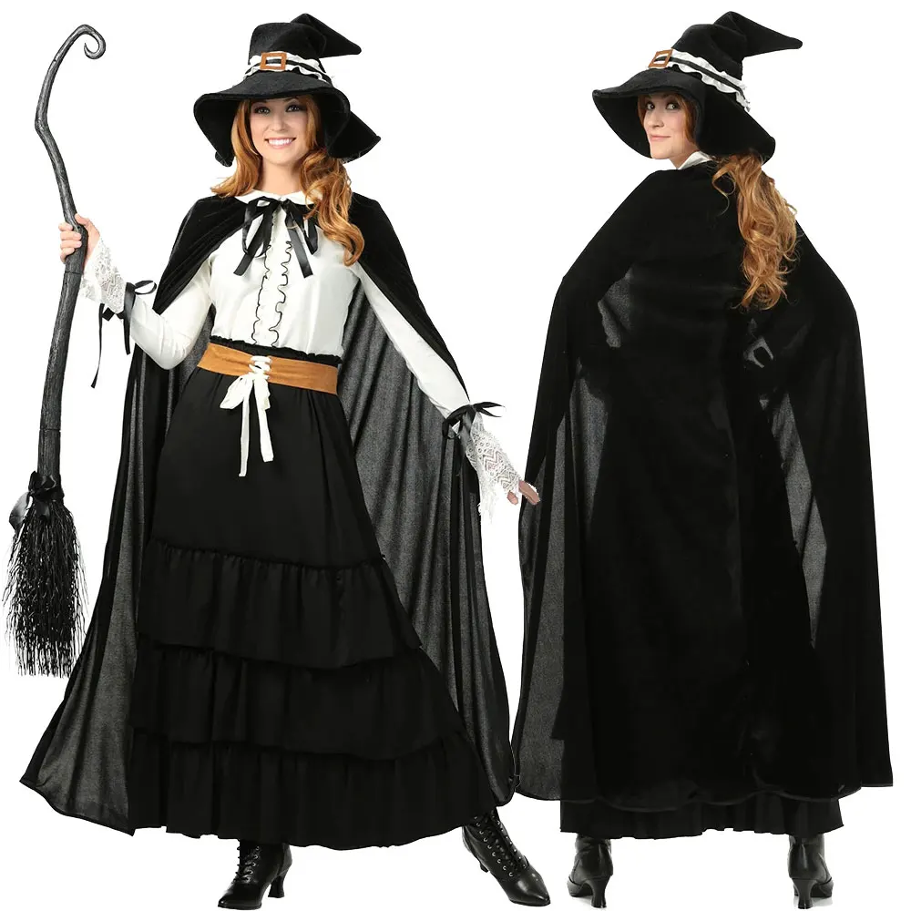 

Halloween Women Sexy Wizard Cosplay Dress Witch Costume Cloak Suits Female Party Performance Circus Clown Witch Costume