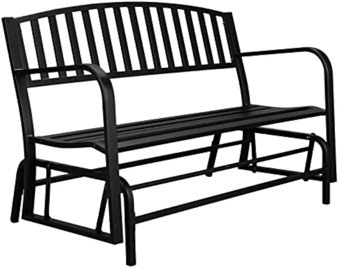 50 inch Outdoor Glider Bench Metal Outdoor Bench Porch Glider Rocking Bench for Outside Patio Bench for Yard Garden Lawn