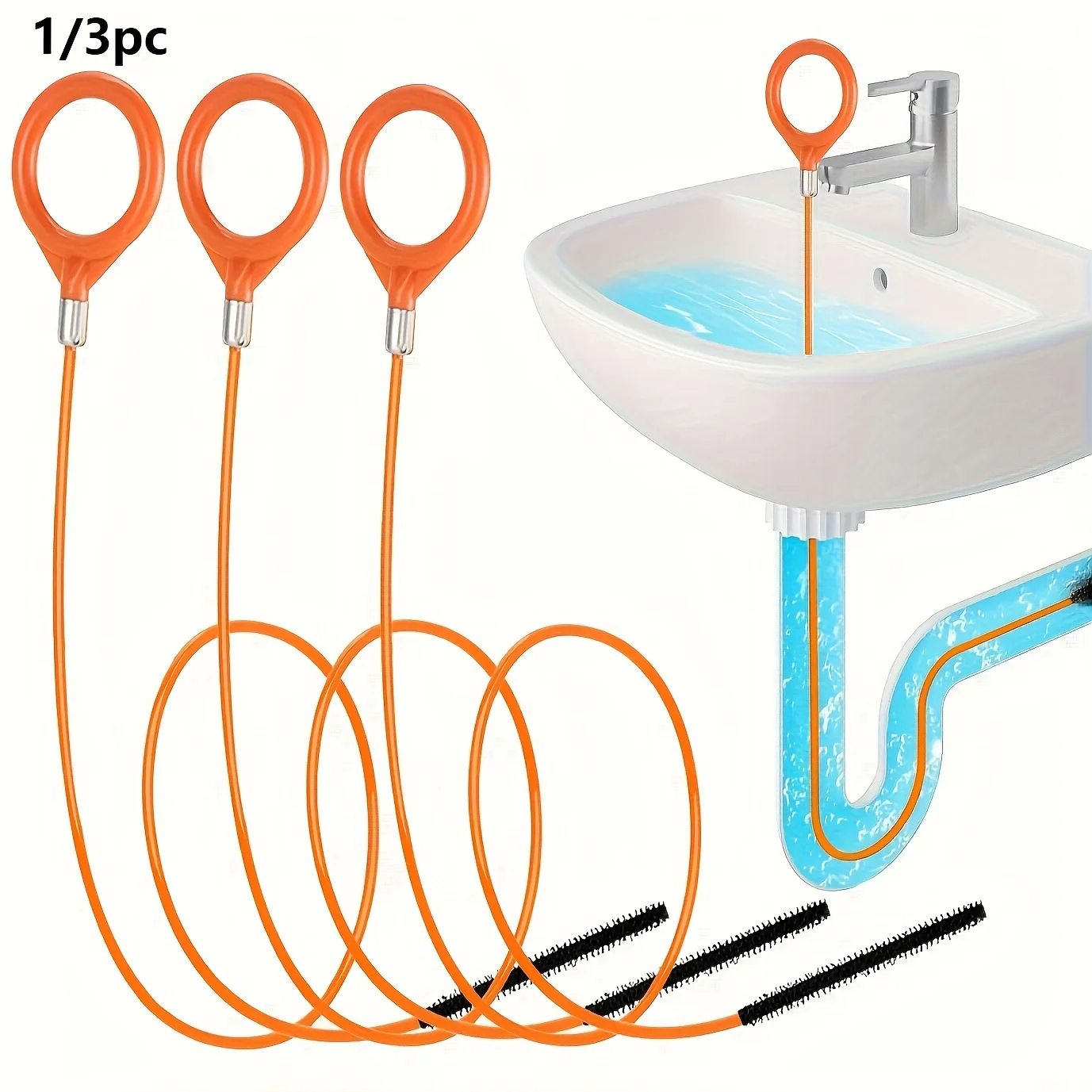 

1 piece extra long stainless steel nylon coated drain hook - suitable for bathroom basins, bathtubs and showers
