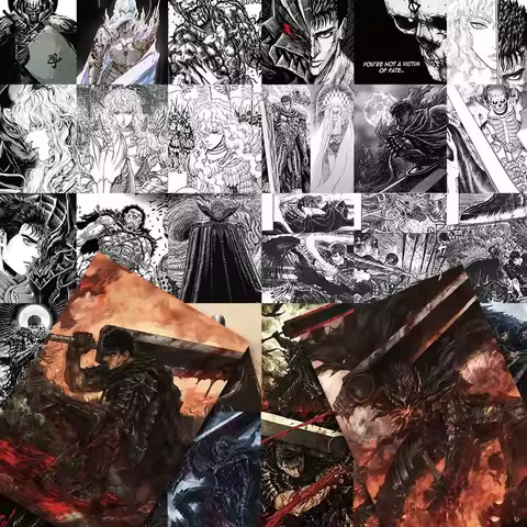 64pcs Berserk Guts Cute Stickers Anime Wardrobe Laptop Luggage Mobile Personalized Graffiti Stickers Waterproof Stickers Gifts