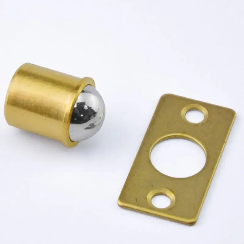 10PCS/Lot Brass Plated Closet Door Drive-in Ball Catch w/ Strike Plate, Ball Catch Door Hardware for Closet, Cabinet, Furniture