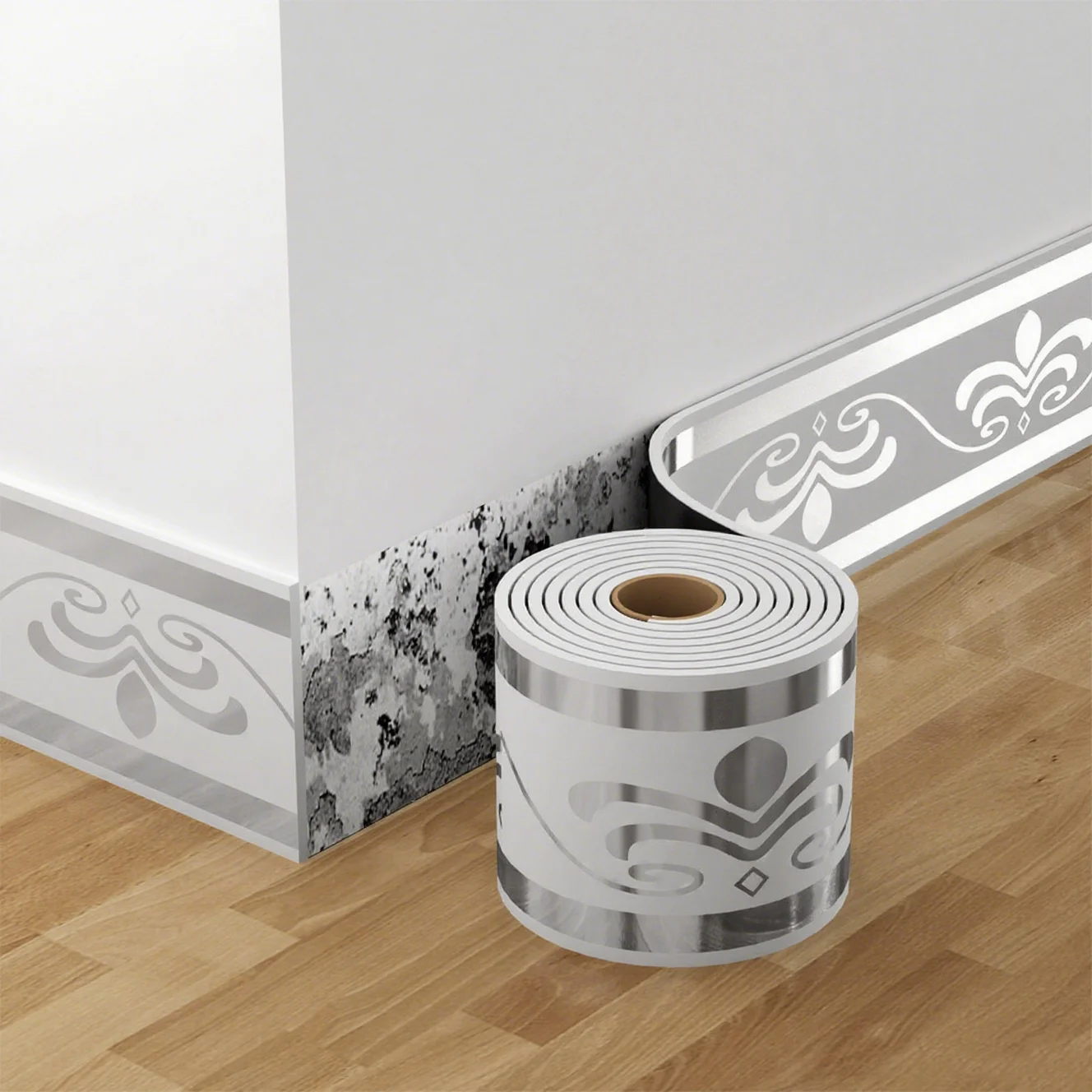 Rolled Self-Stick Baseboard Trim-Anti-Collision Waterproof Wall Waistband Sticker for Living Room Bedroom Home Decor