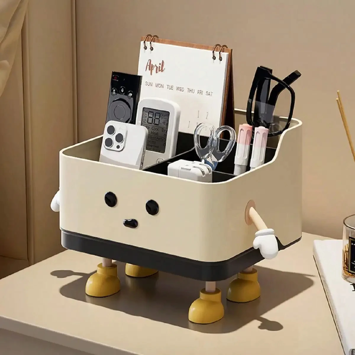 1PC Multifunctional Desktop Storage Box Cosmetic Organisation Shelf Countertop Storage Display with Sticker for Home Office